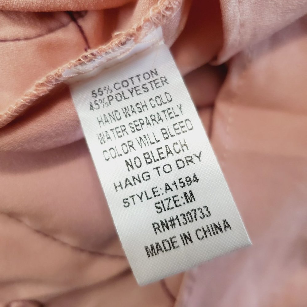 Umgee Pink Pleated A-Line Dress w/ Swirly Appliqué & Cold Shoulder Sleeve, Sz M - Picture 11 of 11